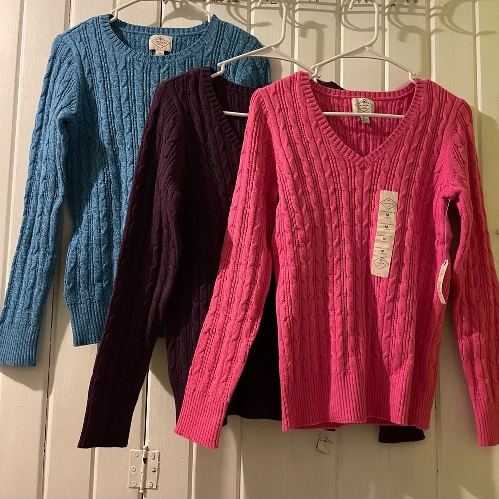 St. John’s Bay bundle of 3 cable knit sweaters-size medium NWT